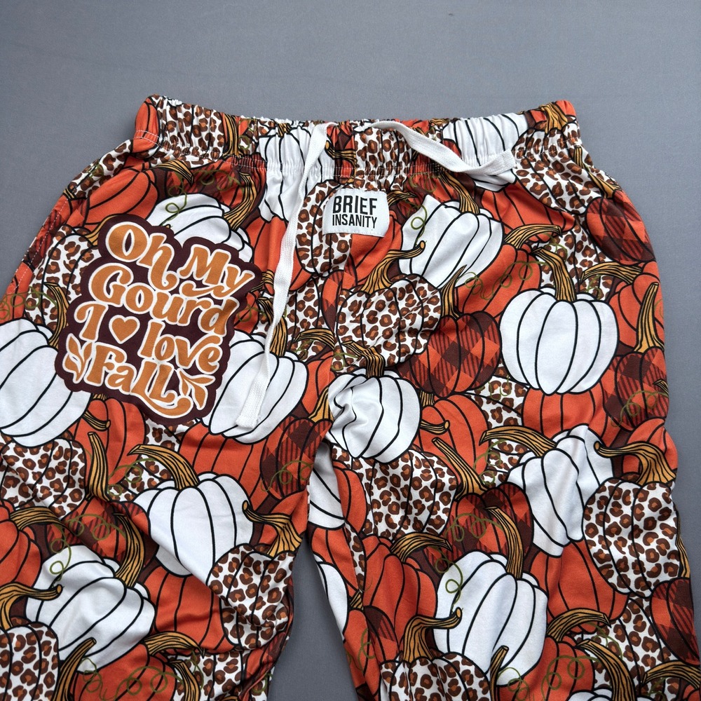 Brief Insanity Women's Fall Pumpkin Pajama Pants,‎ Oh My Gourd, Large